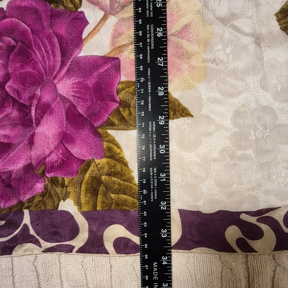 Vintage‎ Emanuel Ungaro Floral Scarf Purple Yellow Green Cream Women's